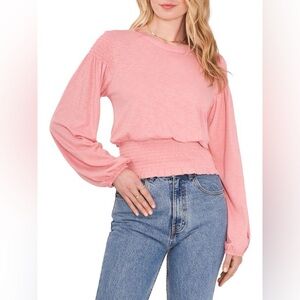 1. STATE Smocked Knitted Blouse Top‎ Women’s Size Large in Blush